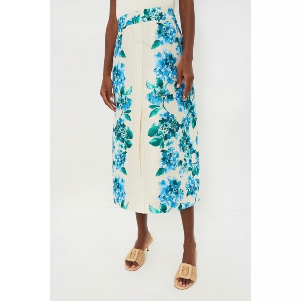 NWT Tuckernuck Kennedy Midi Skirt‎ XXXL Waters Edge Hydrangea Blue Floral Pencil